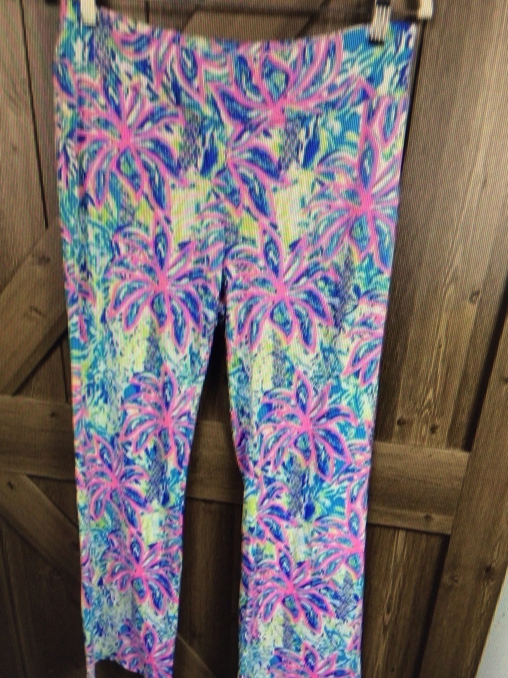 Vibrant Tropical Print Skinny Pants - Pink, Blue & Lime